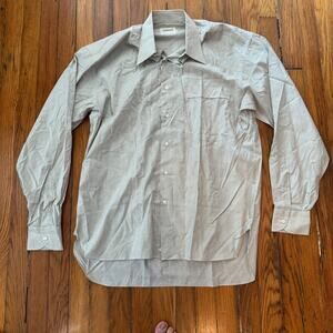 Lorenzini Made in Italy Mens Cream Gray Dress Shirt Long Sleeve 15.5” 39